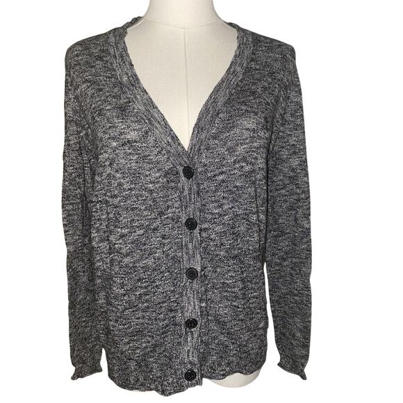 MADEWELL WOMEN'S SIZE XS- BLACK & WHITE BUTTON V NECK CARDIGAN - Picture 1 of 8